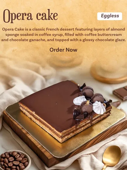 A tribute to classic French pâtisserie, this is my eggless Opera Cake. It features delicate layers of almond sponge soaked in coffee, filled with coffee buttercream and chocolate ganache, and finished with a perfect, glossy chocolate glaze.