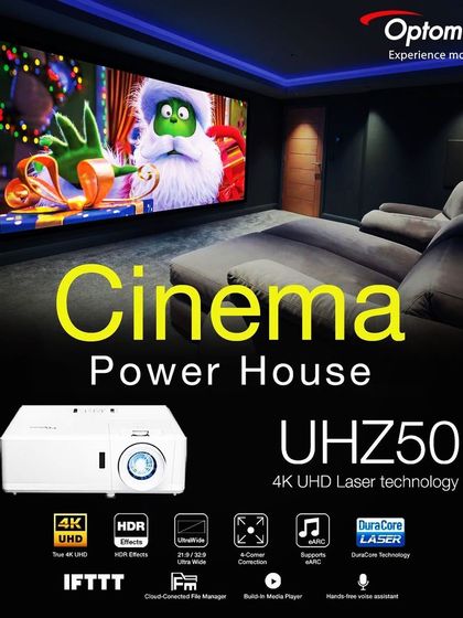 We supply and install cutting-edge 4K UHD laser projectors like the Optoma UHZ50. This technology provides an ultra-performance cinema experience, perfect for both high-end home theatres and professional auditoriums.