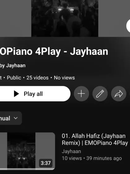 A look at my "EMOPiano 4Play" playlist on YouTube. This project is a collection of 25 remixes where I blend emotional Bollywood tracks with the rhythms of Amapiano.