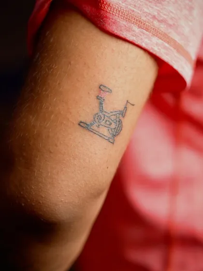 Another incredible Chakra tattoo. This detailed ink of a spin bike shows just how deep the love for this sport and our community runs. This is the ultimate badge of honor.