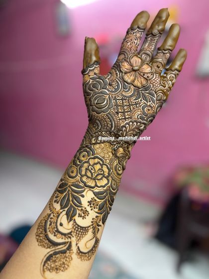 A side view of an arm piece, showing how the design wraps completely around for a seamless and stunning effect.