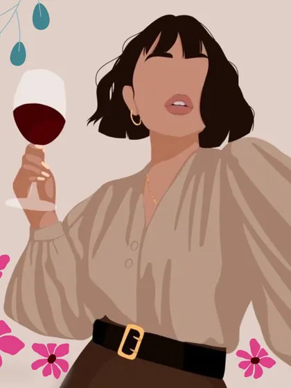 The stylish reference image for a wine and paint workshop. These sessions are perfect for a fun and creative night out.