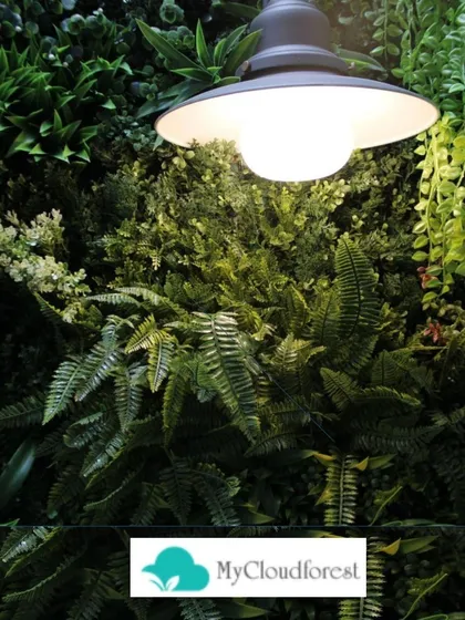 This close-up view showcases the hyper-realistic quality of the artificial foliage I use. Each leaf and stem is crafted to mimic nature perfectly, providing the lush look of a living wall with zero maintenance or allergens.