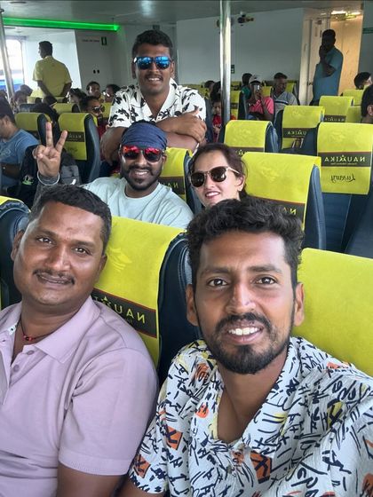 The group enjoying a ferry ride during our Andaman trip, a key part of island hopping.