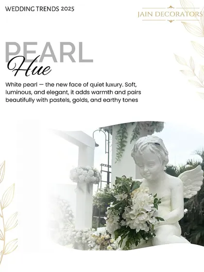 This image, from my "Pearl Hue" trend, showcases the beauty of quiet luxury. The white cherub statue and soft peonies represent a timeless elegance that is both modern and classic.