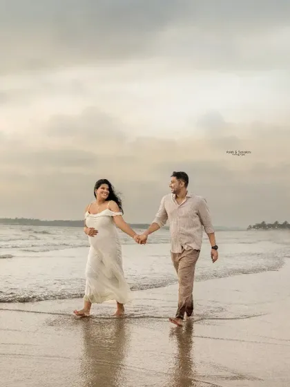 There's something so magical about the anticipation of a new arrival. We captured this serene moment for an expecting couple during a beautiful beach maternity photoshoot.