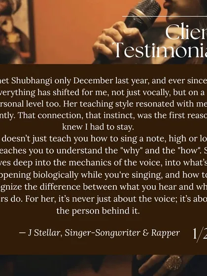 For me, it's never just about the voice; it's about the person behind it. I teach the 'why' and 'how' of vocal mechanics so you truly understand your instrument.