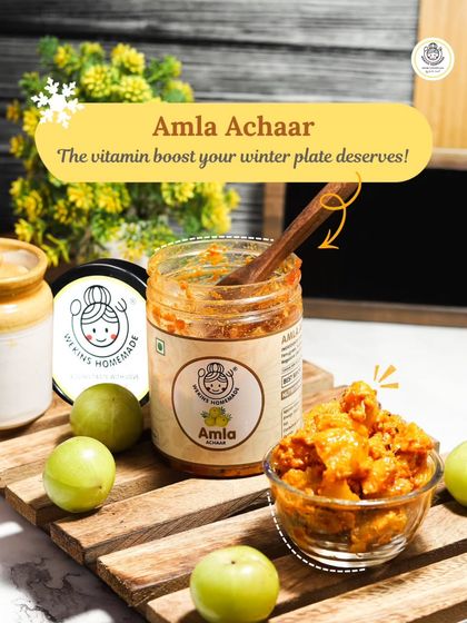 Our Amla Achaar is another vitamin boost for your winter plate. Made with fresh Indian gooseberries, it's both healthy and delicious.