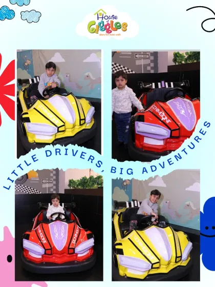 Little drivers, big adventures! These two racers are ready to take on the track. Our bumper cars give kids a taste of independence in a safe and super fun environment.