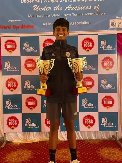 A great double crown for Rishikesh Mane, winning both singles and doubles at the U-14 tournament in Navi Mumbai.