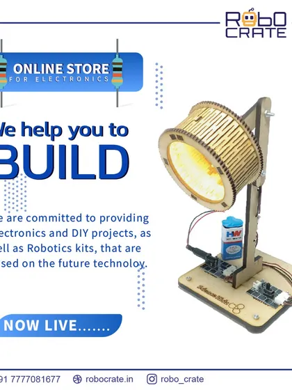 Your one-stop shop for innovation is here. This is an announcement for our online store, Robo Crate, where you can find everything you need for your next build. We provide high-quality electronics, DIY kits, and custom robotic parts to fuel your creativity.