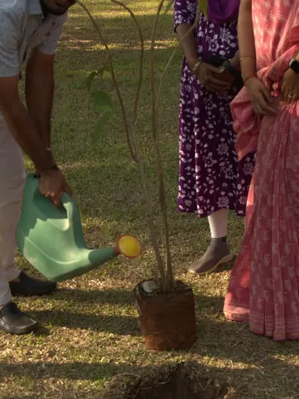 Celebrating World Earth Day by planting a healing Malabar Nut plant (Adalodakam). Our doctors and staff come together to honor our connection to Mother Earth and our commitment to a greener planet.