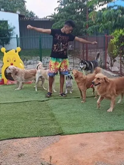 Come on, let's play..... I love getting right in the middle of the fun with the whole pack. There's nothing better than seeing so many happy faces and wagging tails in our play area.