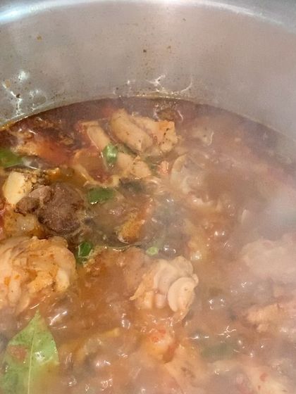 A steamy pot of chicken curry from a recent menu.