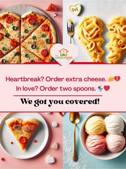 Heartbreak? Order extra cheese. In love? Order two spoons. Whatever your relationship status this Valentine's Day, we've got you covered with pizza, pasta, and ice cream.