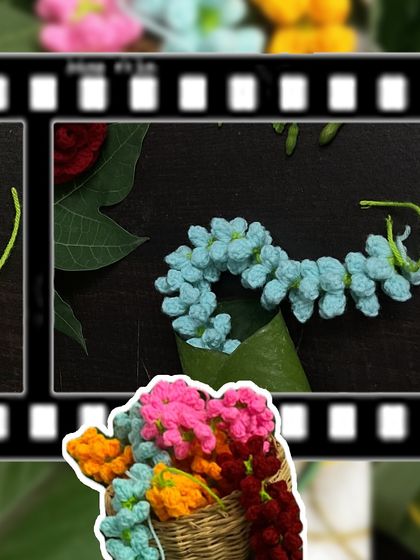 A beautiful sky-blue crochet gajra, perfect for a unique and modern ethnic look.