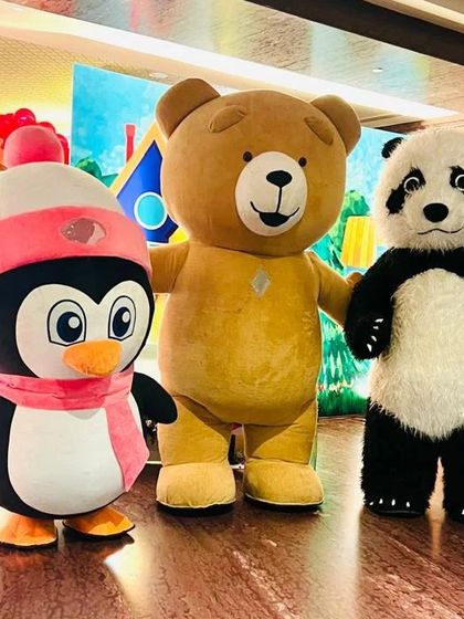 A perfect trio! Our Penguin, Teddy Bear, and Panda mascots together create a colorful and delightful group for photos and interactive fun at any event.