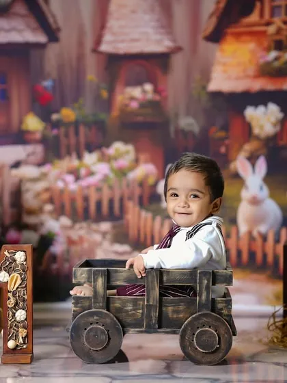 This portrait captures the magical, storybook feel of our bunny-themed set at the Vashi branch.