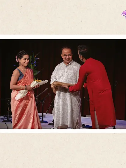 A magical moment from our first "Ahangi Festival," honoring our chief guest, Pt. Jayant Kastuar. Events like these are at the heart of our mission to celebrate art and culture.