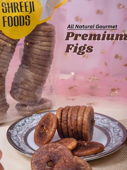 These are my all-natural, gourmet premium figs, or anjeer. They are naturally sweet and packed with fiber, making them a great snack for digestion and energy. I make sure they are perfectly dried to preserve their soft texture and delicious taste. What you see is what you get, no funny stuff.