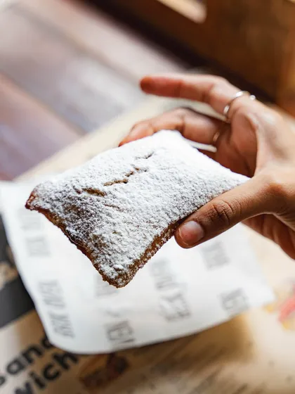 A sweet finish with a sourdough twist. Our freshly made beignets are crispy, pillowy, and dusted with powdered sugar for a perfect, not-too-sweet treat.