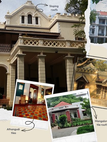 These forgotten homes of Bengaluru were built with shade, breeze, and soul. I've collaged details like sloping Mangalore tile roofs and patterned Athangudi floors to show how colonial and traditional styles merged to create something truly unique and beautiful.