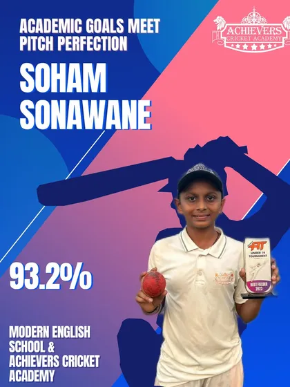 Soham Sonawane, a star on the field and in the classroom, scoring an impressive 93.2%.