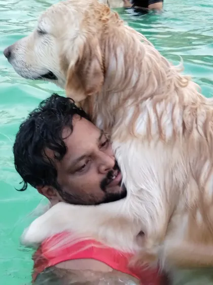 Nothing beats a hug in the pool. Our swimming pool is designed for humans to join in the fun, making it a great bonding experience for you and your pet.