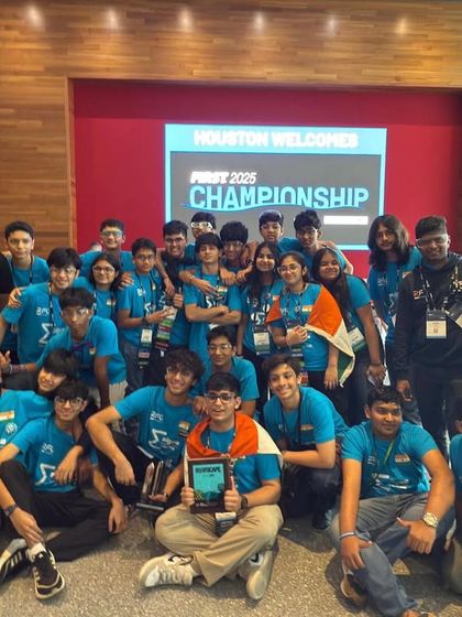 Team Sigma celebrates their Judge's Choice Award at the FIRST World Championship, a recognition of their unique and impactful approach.