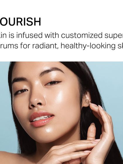 The "Nourish" step of a HydraFacial. After cleansing and extraction, the skin is infused with customized super serums packed with antioxidants and peptides for radiant, healthy-looking skin.