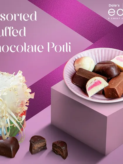 Unwrap happiness with our assorted stuffed chocolate potli. A delightful and unique gift for any chocolate lover.