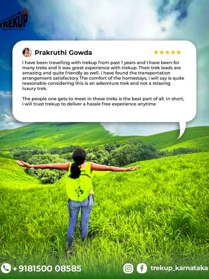 Prakruthi Gowda, a regular traveler with us for over a year, shares her trust in our ability to deliver a hassle-free and friendly adventure trek experience every time.
