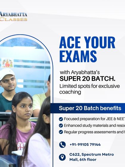 Ace your JEE and NEET exams with our Super 20 Batch. This program offers focused preparation, enhanced study materials, and regular progress assessments to ensure you are always on the path to success.