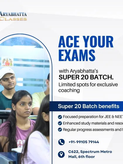Ace your exams with the Super 20 Batch. This program offers focused JEE & NEET preparation, enhanced study materials, and regular progress assessments to keep you on track.