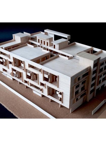 This model was crucial in developing the school's design on a tight urban site, helping us to carve out generous semi-open spaces within a dense building footprint.
