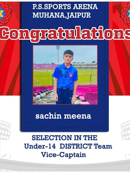 We are thrilled to announce that our student, Sachin Meena, has not only been selected for the Under-14 District Team but has also been named its Vice-Captain. This shows his leadership potential along with his cricketing skills.