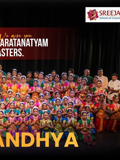 The culmination of years of hard work. The entire group of performers at Nrithya Sandhya, a moment of immense pride for me as their Guru.