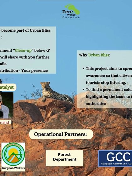 An event poster for our "Urban Bliss" cleanup, highlighting our partners and the goal of finding a permanent solution to littering by raising awareness.