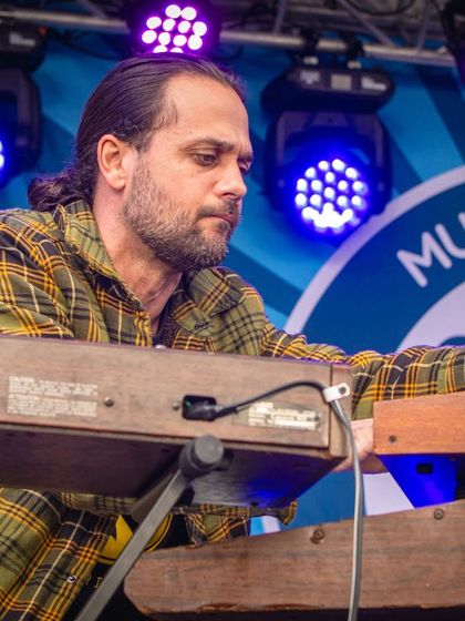 Our keyboardist Jason, laying down some vintage keyboard sounds at the GroundUP Music Festival. His versatility adds so much texture to our live set.