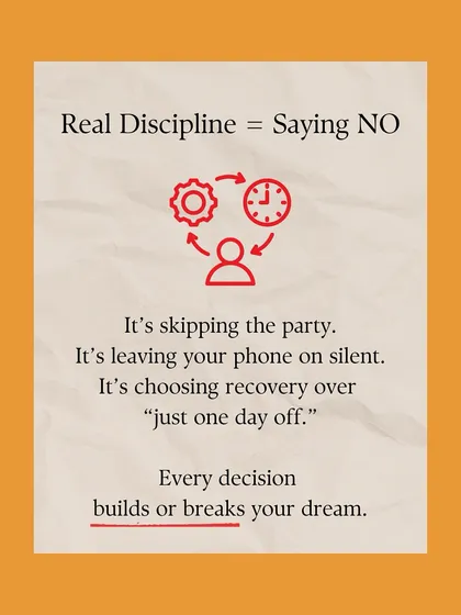 Real discipline is built off the court. It's about making the small, hard choices like choosing recovery over a party. Every decision contributes to your dream.