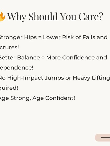 Why should you care? Stronger hips mean a lower risk of falls and fractures, and better balance gives you more confidence and independence as you age.
