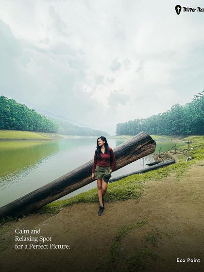 An eco-point in Munnar offers a calm and relaxing spot for a perfect picture. The serene lake and green hills provide a stunning backdrop for your travel photos.