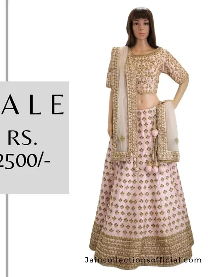This elegant pink lehenga with gold embroidery is on sale for Rs. 2500. Don't miss out on these exciting offers.