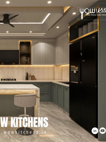 This view showcases the tall pantry and refrigerator housing, demonstrating how we create ample storage while maintaining a sophisticated and uncluttered aesthetic in our luxury kitchen designs.