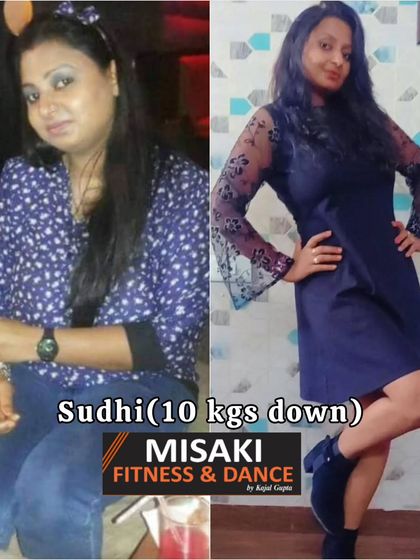 Sudhi looks fantastic after losing 10 kgs. This transformation highlights the inch loss and body toning that comes with our workouts.