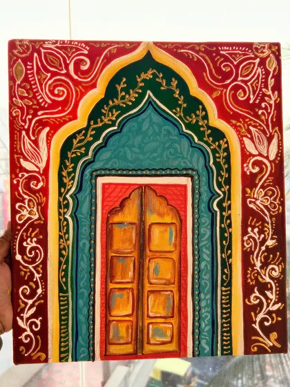 This is my take on a traditional Jharokha, inspired by the beautiful architecture of Rajasthan. I love blending vibrant colors with intricate patterns to create a piece that feels both classic and modern. It's a wonderful way to bring a piece of Indian heritage into your home.