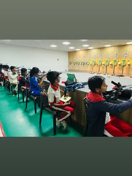Carmel Academy shooters training with professional air rifles as they prepare for ICSE, SFA, and SGFI competitions under our guidance.