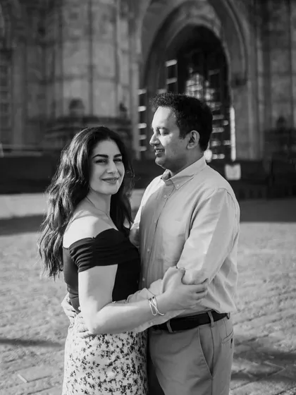 A classic black and white couple portrait. The timeless quality of monochrome makes this a photo they will cherish forever.