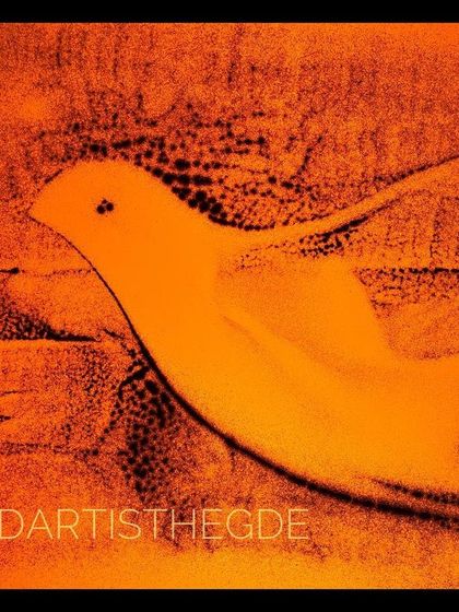 Titled 'Flying High', this sand painting of a bird is part of my series on sustainable art. It represents freedom and the beauty of the natural world, created with eco-friendly materials.