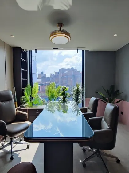 In the consultation room at Life Care Clinic, my focus was on creating a space that is both professional and calming. The large window floods the room with natural light, while the clean lines and high-end furnishings provide a functional and comfortable environment for doctors and patients.